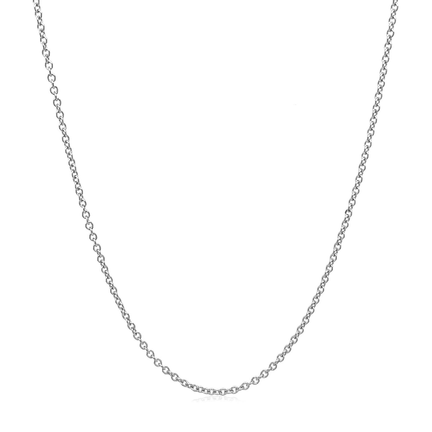 14k White Gold Round Cable Link Chain (1.30 mm)