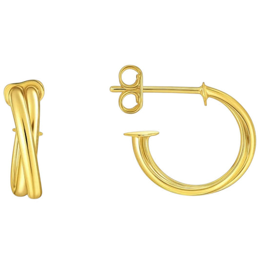 14k Yellow Gold Crossover Hoops