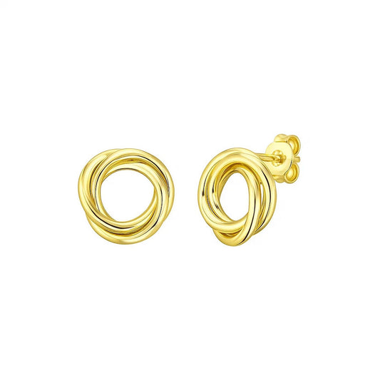 14K Yellow Gold Interlocking Trinity Stud Earrings (11.30 mm)
