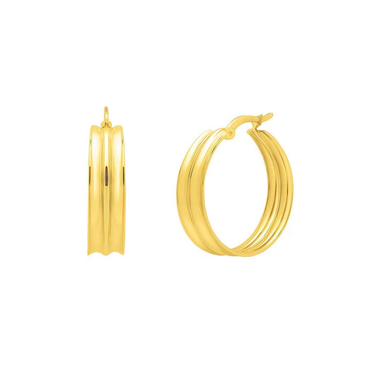 Large Concave Hoop Earrings in 14K Yellow Gold