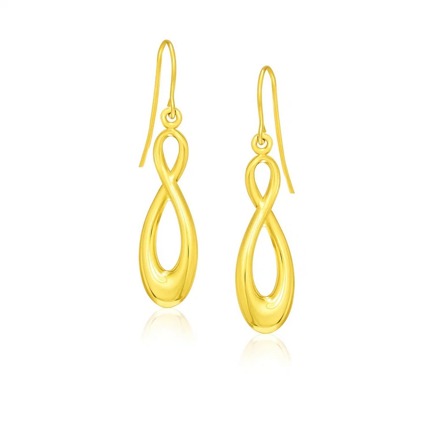 14k Yellow Gold Polished Earrings in Infinity Design