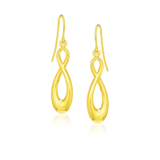 14k Yellow Gold Polished Earrings in Infinity Design
