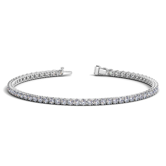 Lab Grown Round Diamond Tennis Bracelet in 14k White Gold (3 cctw F/G VS2/SI1)