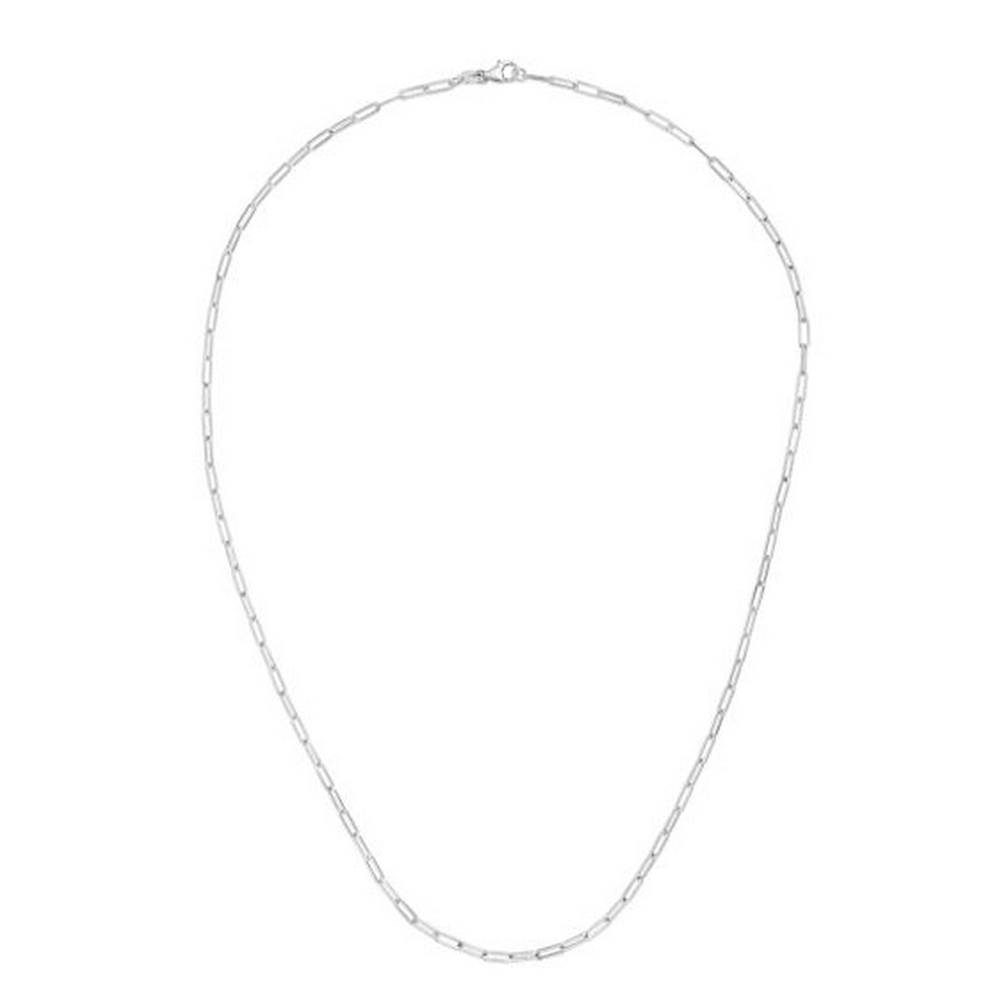 14K White Gold Delicate Paperclip Chain (2.10 mm)