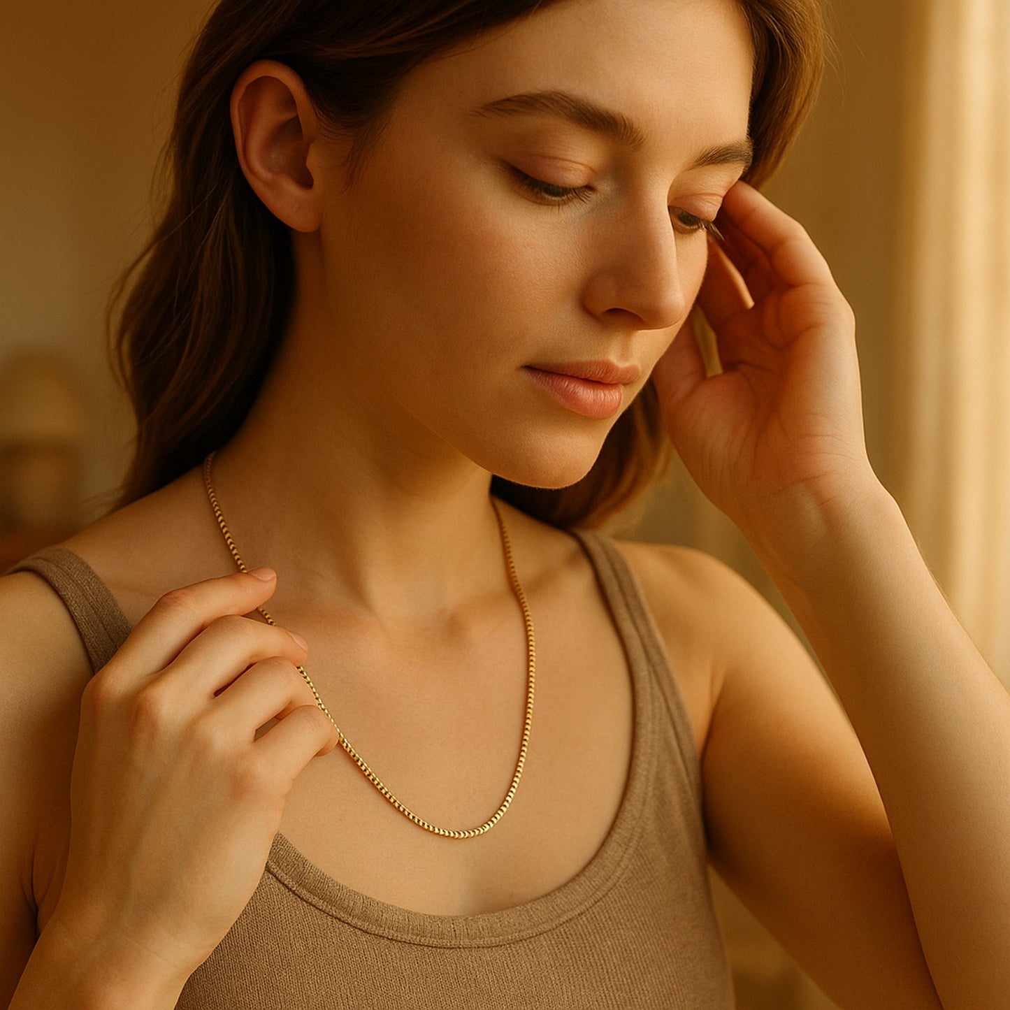 14k Yellow Gold Semi Solid Box Chain (2.10 mm)