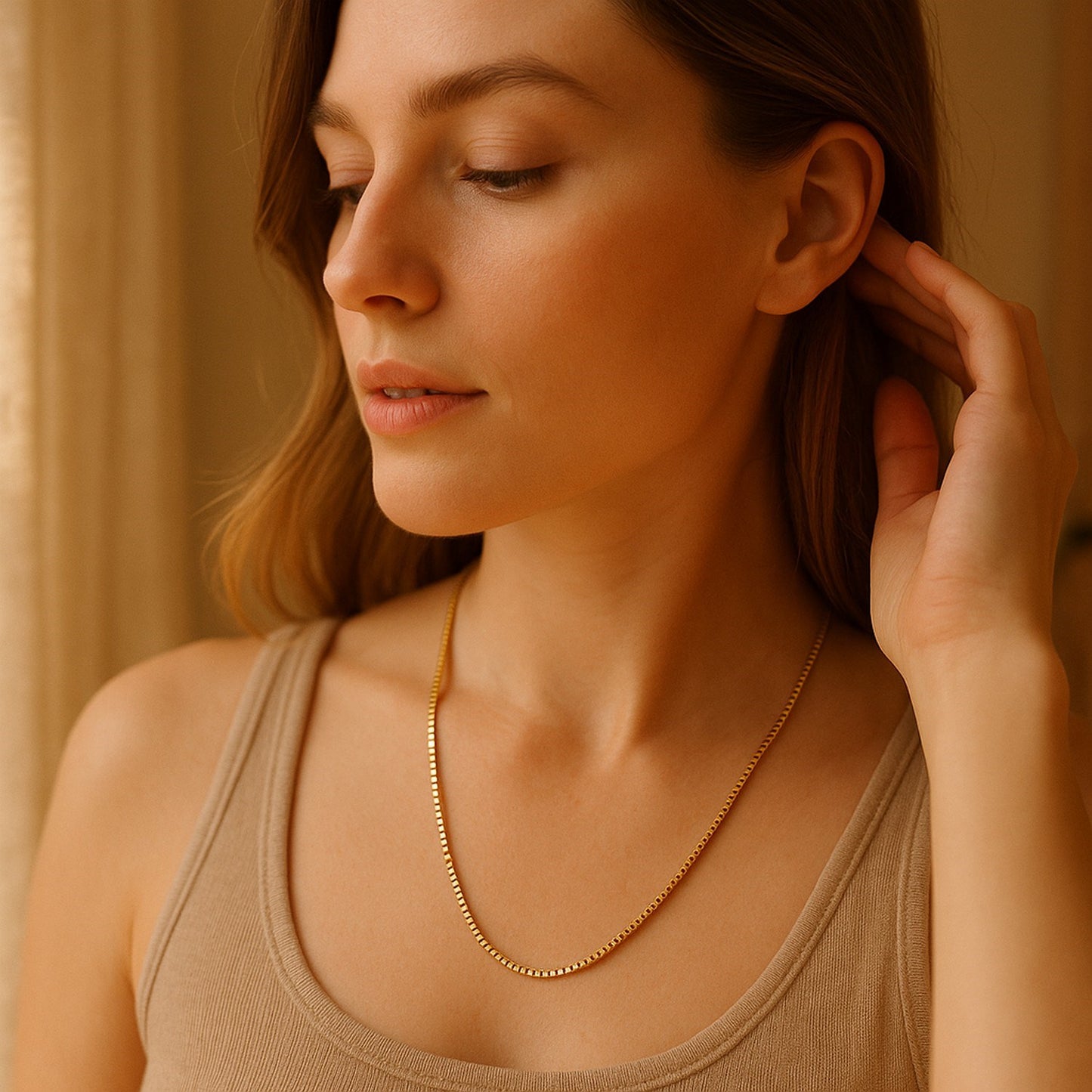 14k Yellow Gold Semi Solid Box Chain (2.10 mm)