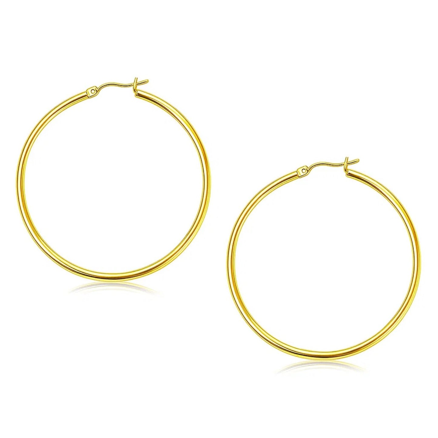10k Yellow Gold Polished Hoop Earrings (2x45mm)