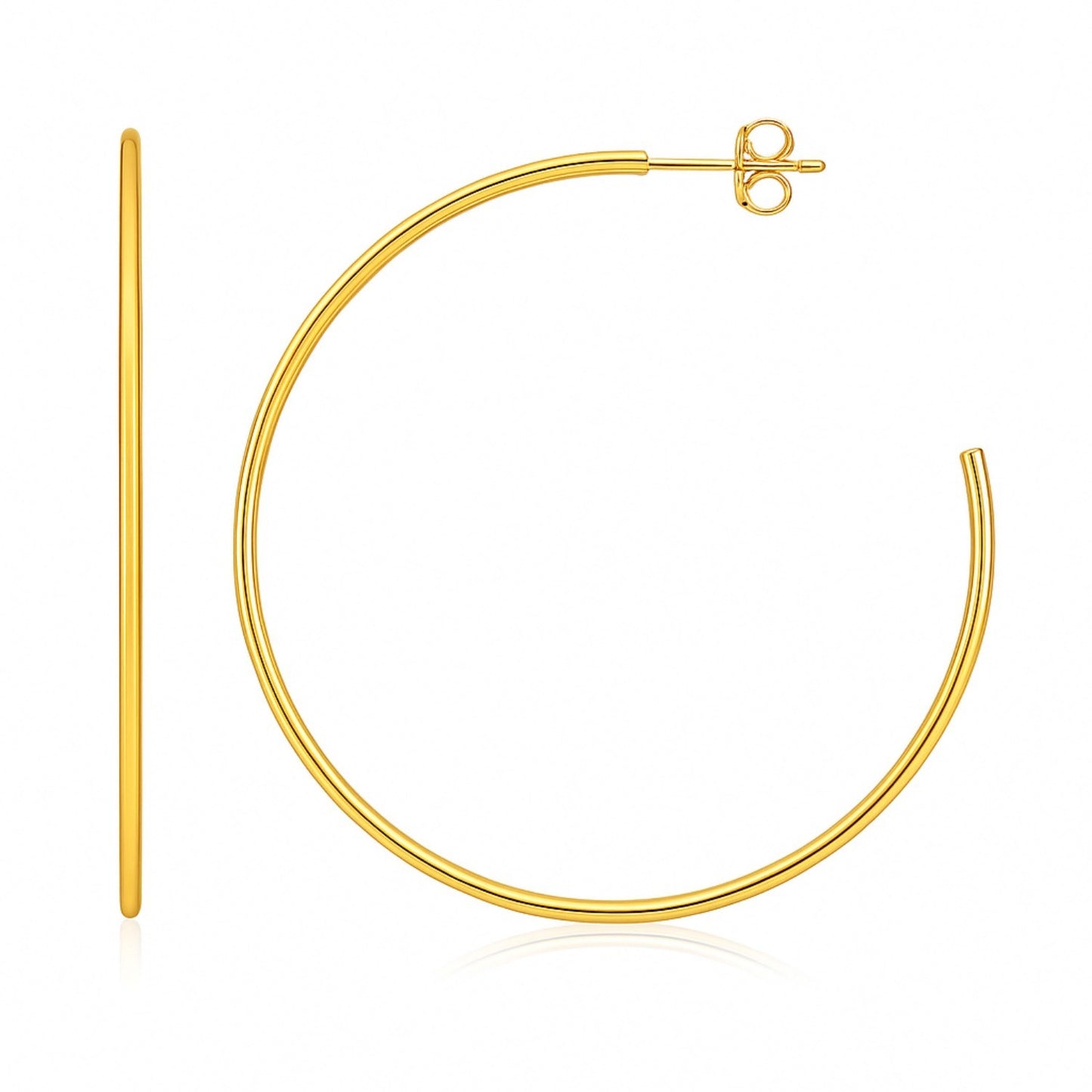 14k Yellow Gold Polished Hoop Earrings(1.5x50mm)