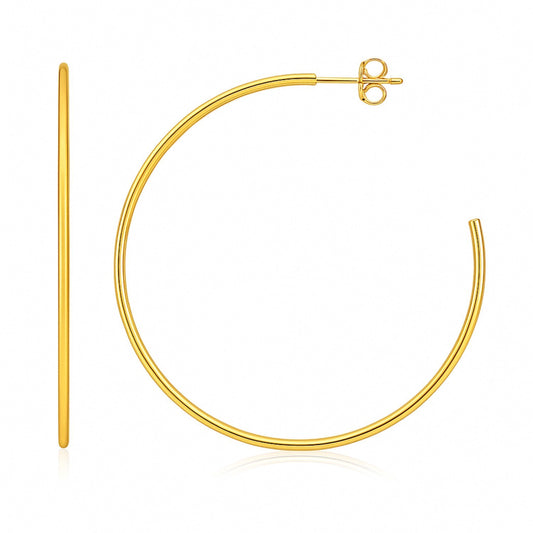 14k Yellow Gold Polished Hoop Earrings(1.5x50mm)