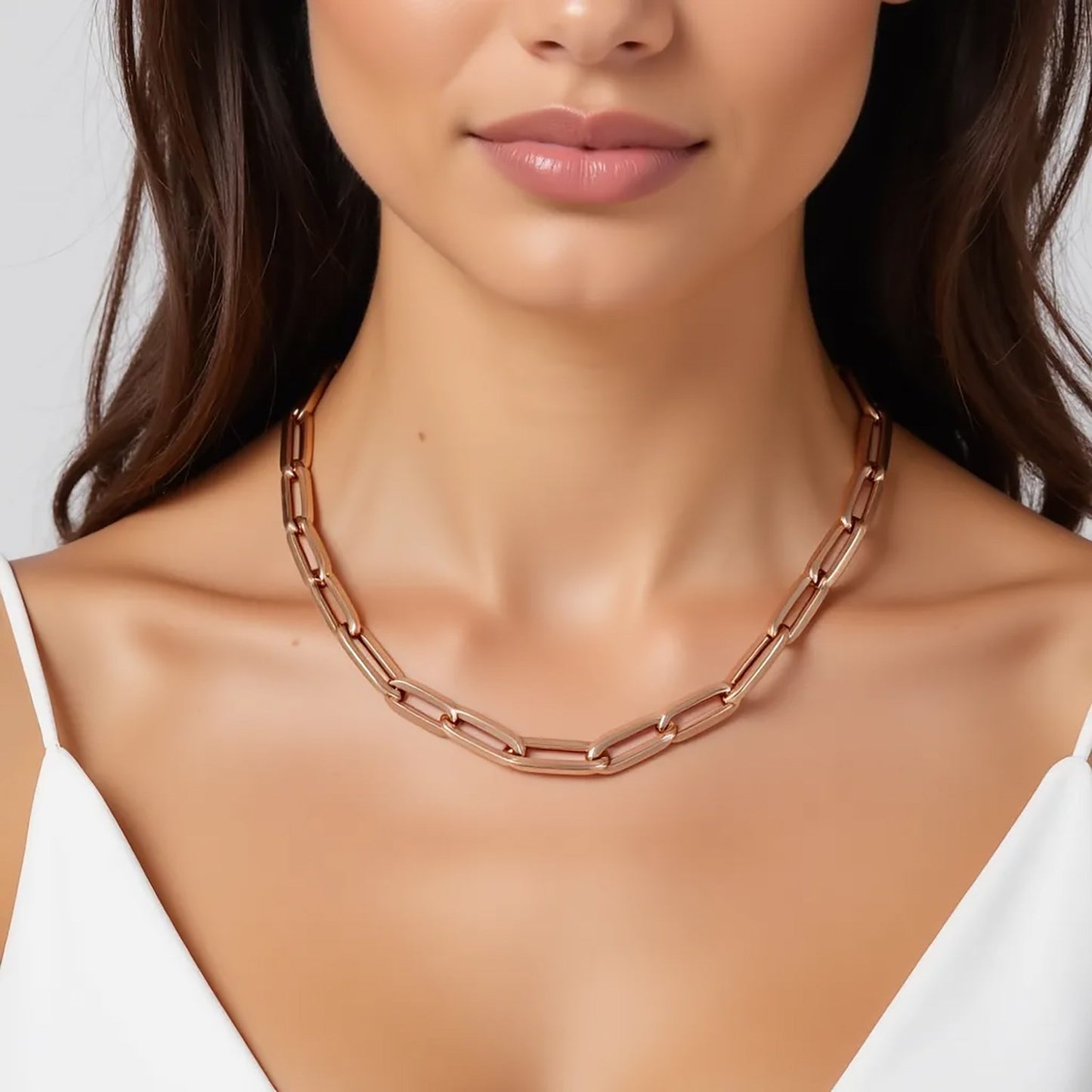 14K Rose Gold Wide Paperclip Chain (6.10 mm)