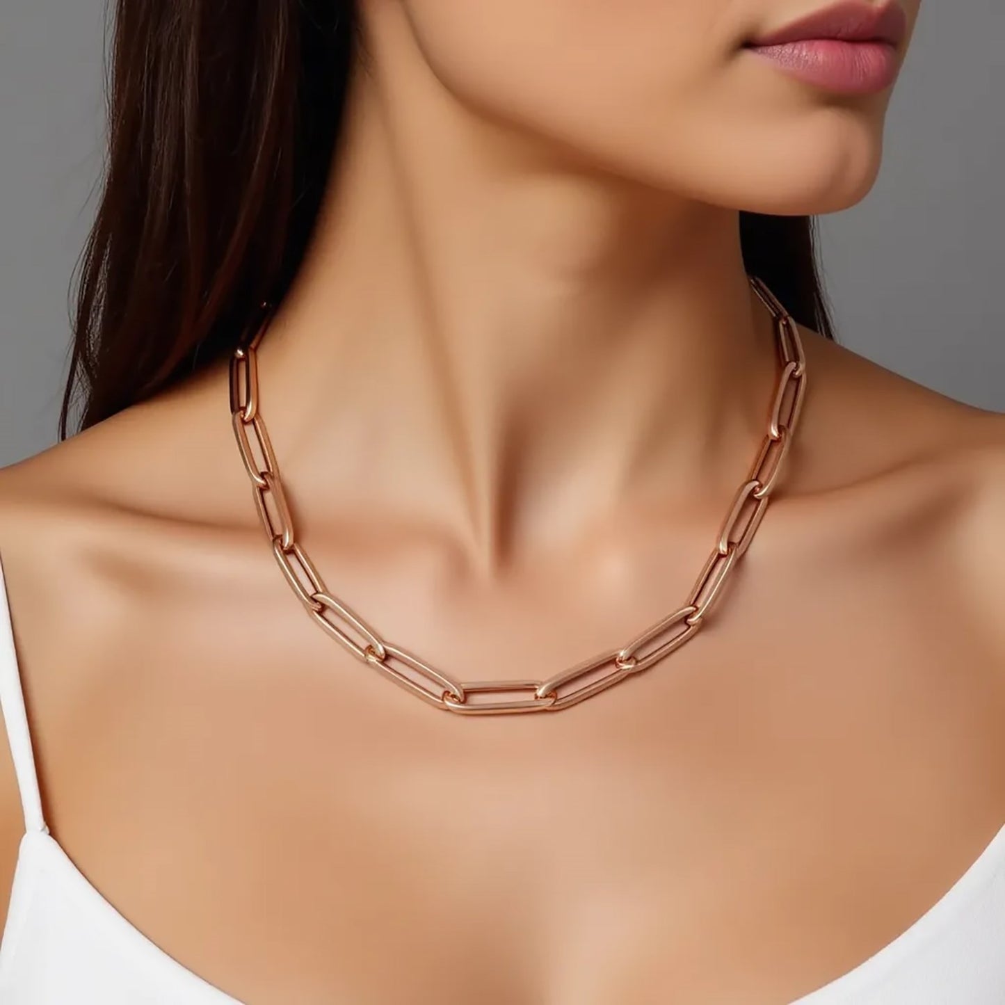 14K Rose Gold Wide Paperclip Chain (6.10 mm)