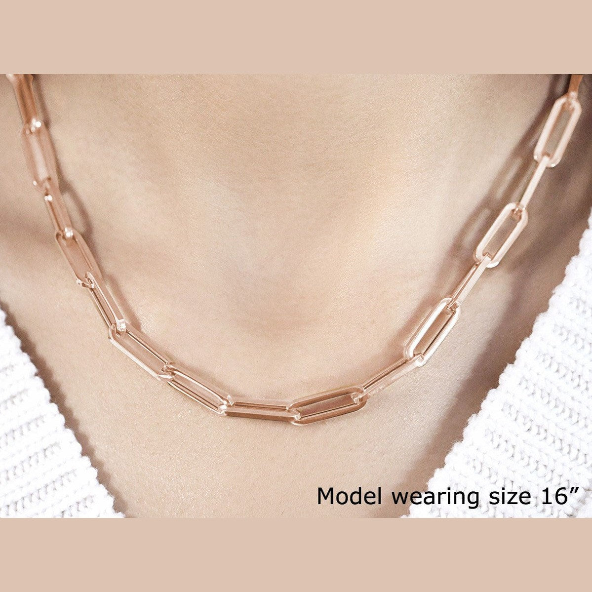 14K Rose Gold Wide Paperclip Chain (6.10 mm)