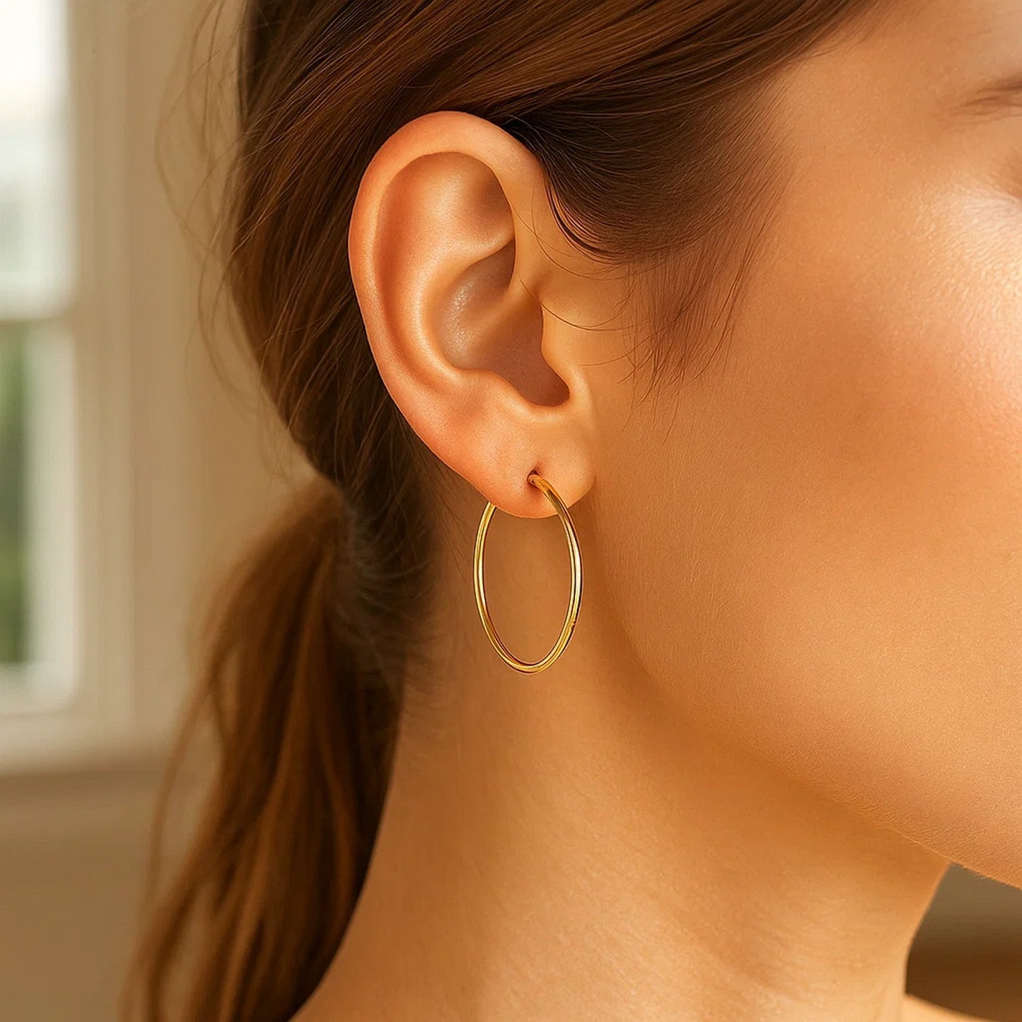 10k Yellow Gold Polished Hoop Earrings (2x30mm)