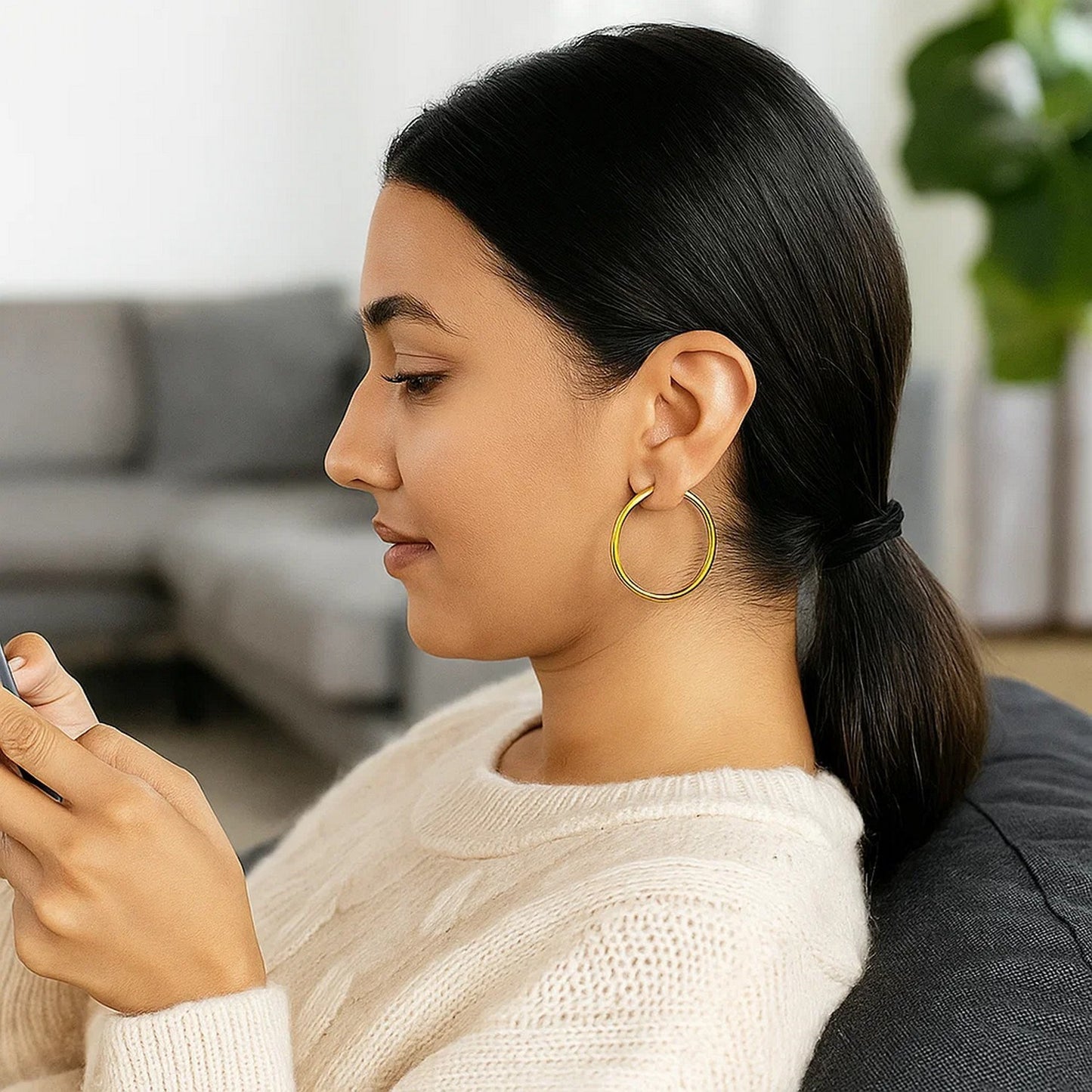10k Yellow Gold Polished Hoop Earrings (3x40mm)