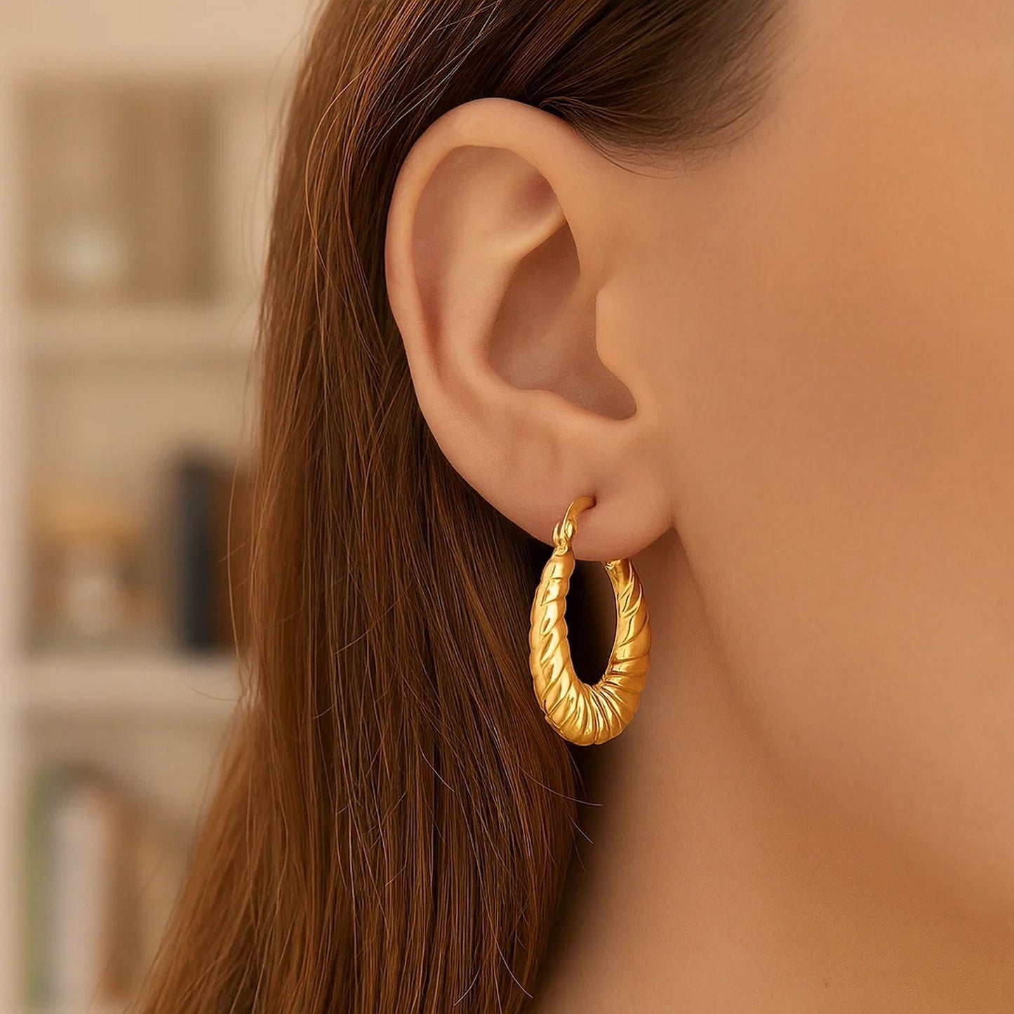 14K Yellow Gold Polished Twisted Cable Graduated Hoops