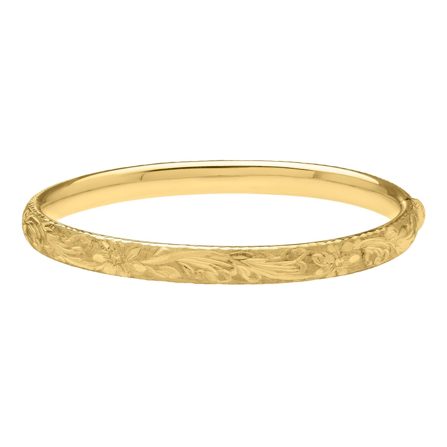 Engraved Medium Bangle in 14K Yellow Gold (6.20 mm)