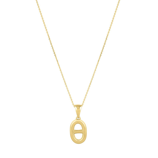 Polished Puff Mariner Link Necklace in 14K Yellow Gold
