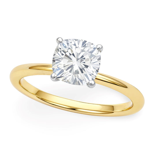 1.50Ct Cushion Lab Grown IGI G/VS1 Diamond Ring in 14K Yellow Gold