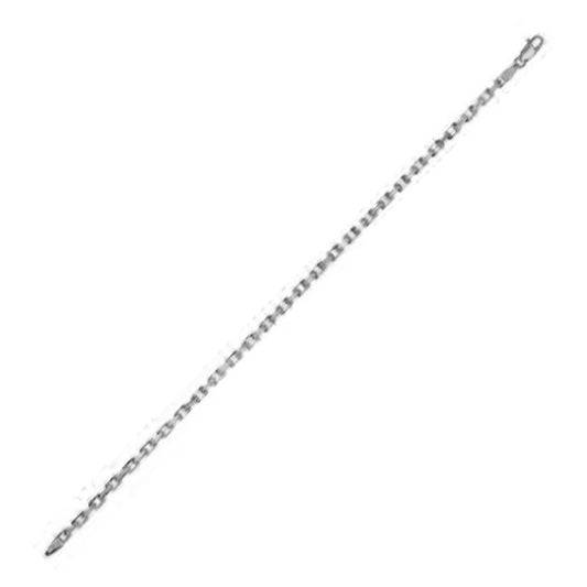 14k White Gold French Cable Chain Bracelet (2.50 mm)