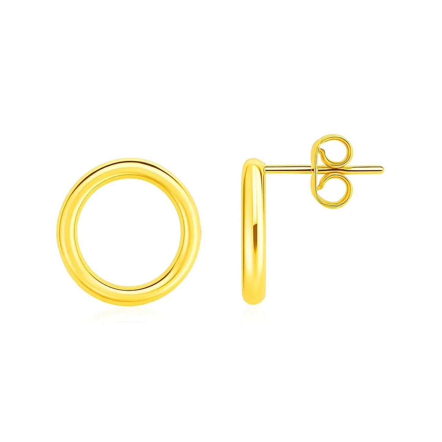 Open Circle Post Earrings in 14k Yellow Gold