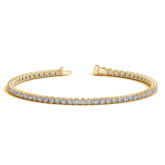 Lab Grown Round Diamond Tennis Bracelet in 14k Yellow Gold (3 cctw F/G VS2/SI1)