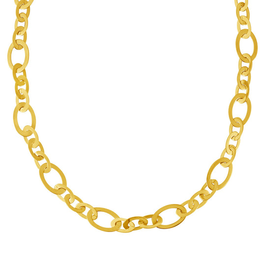 Large Flat Oval Link Necklace in 14K Yellow Gold (7.90 mm)