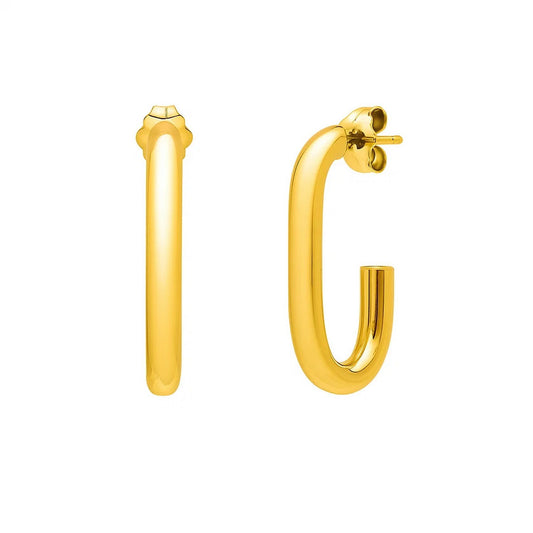 Paperclip Hoop Earrings in 14K Yellow Gold (27mmx12mm)