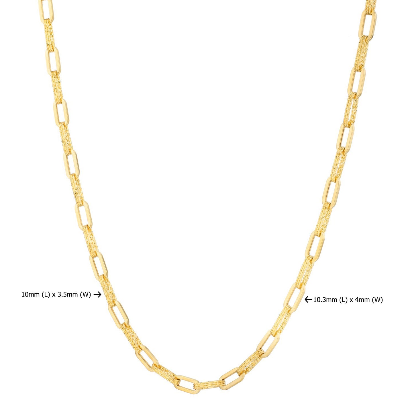 14k Yellow Gold Diamante Paperclip Chain Necklace (4.00 mm)
