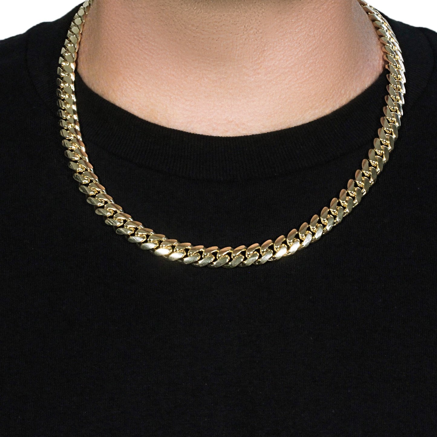 14k Yellow Gold Classic Miami Cuban Solid Chain (10.10 mm)