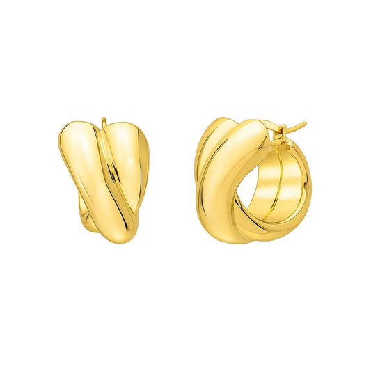 Crossover Hoop Earrings in 14K Yellow Gold