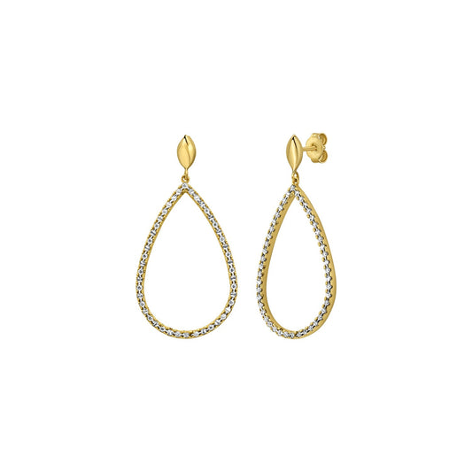 14K Two Tone Gold Diamon Oro Marquise Earrings