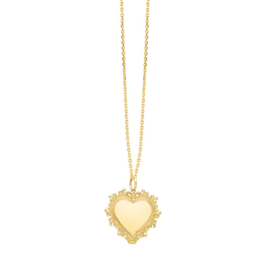 Baroque Heart Necklace in 14K Yellow Gold