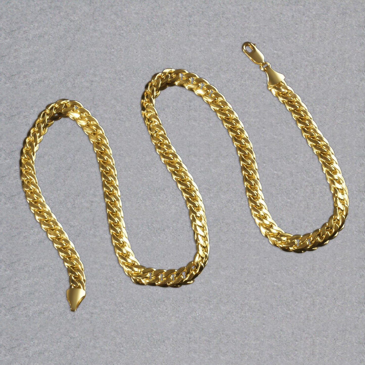 14k Yellow Gold Miami Cuban Semi Solid Chain (7.00 mm)