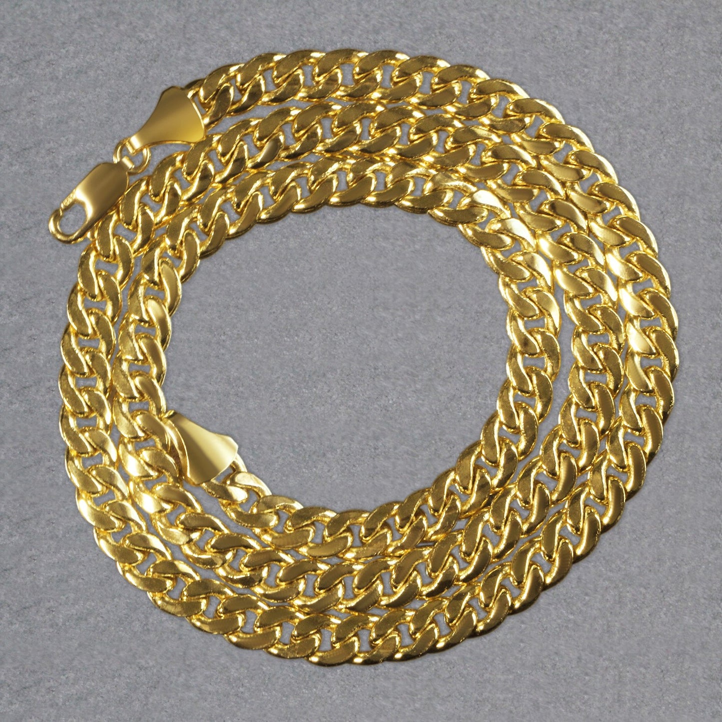 14k Yellow Gold Miami Cuban Semi Solid Chain (7.00 mm)