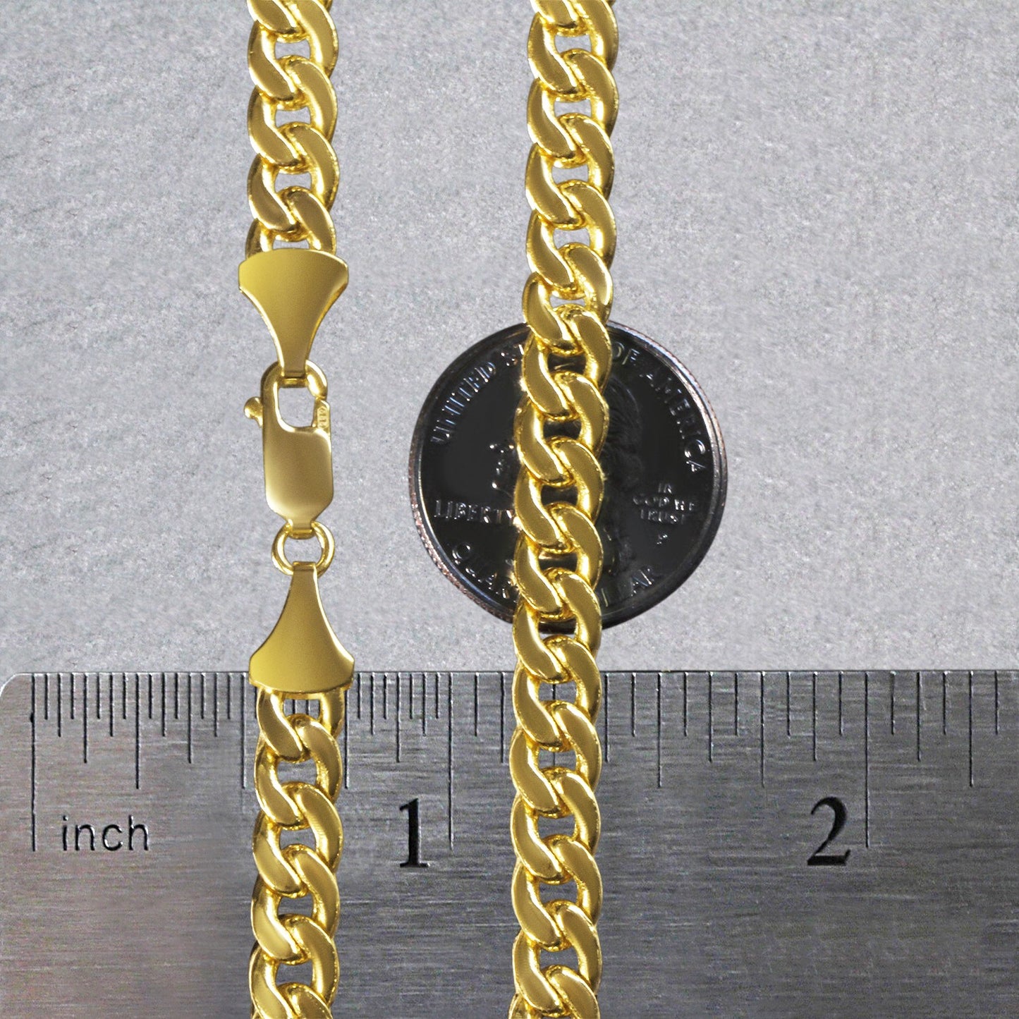 14k Yellow Gold Miami Cuban Semi Solid Chain (7.00 mm)