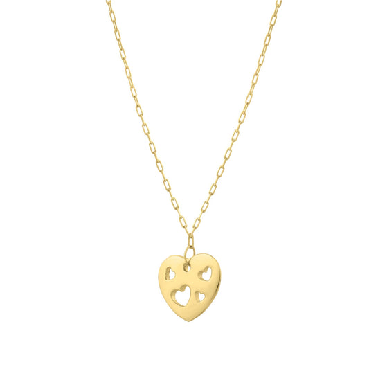 Cutout Heart Necklace in 14K Yellow Gold