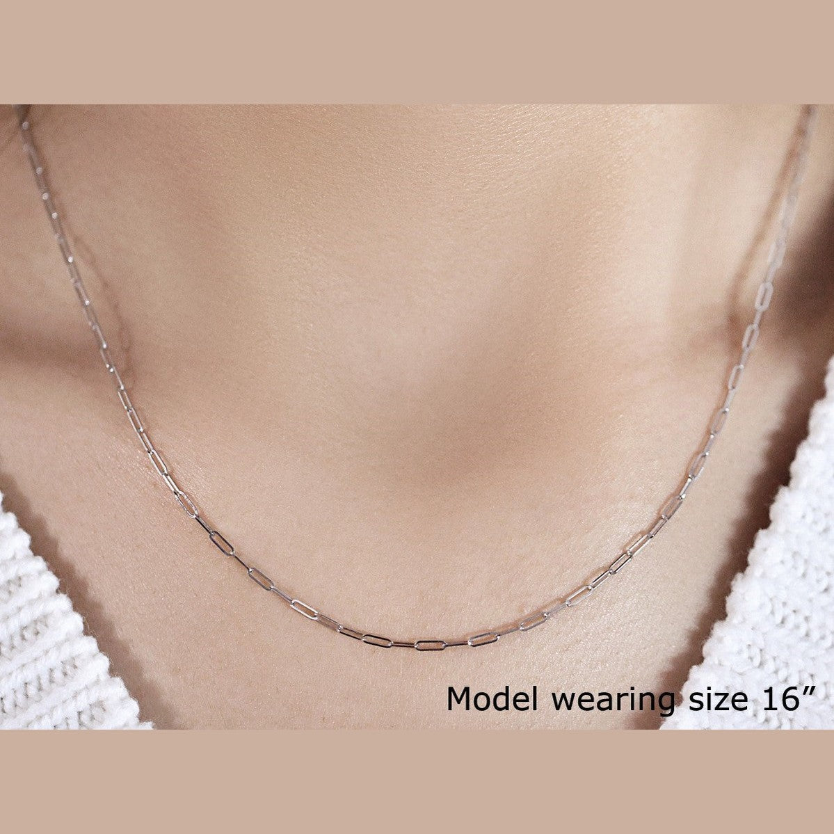 14K White Gold Fine Paperclip Chain (1.50 mm)