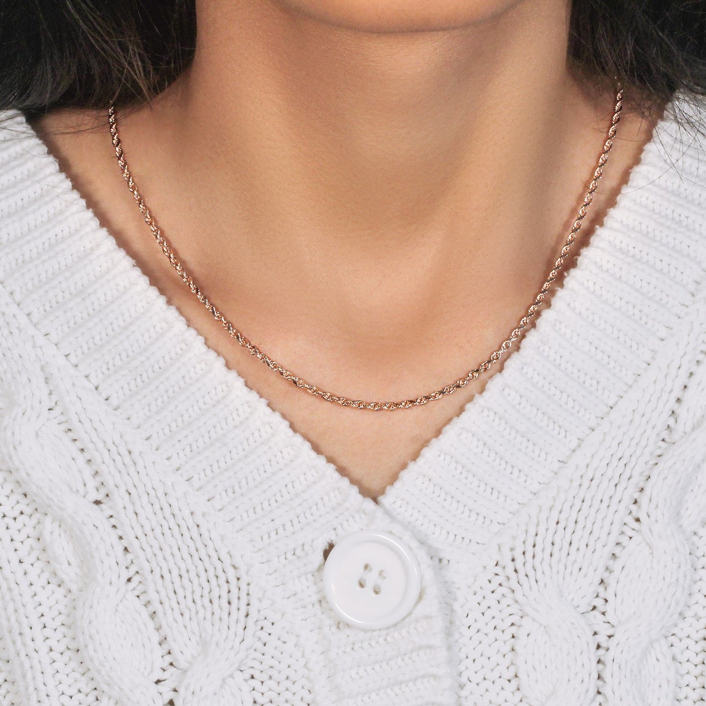 14k Rose Gold Solid Diamond Cut Rope Chain (2.30 mm)