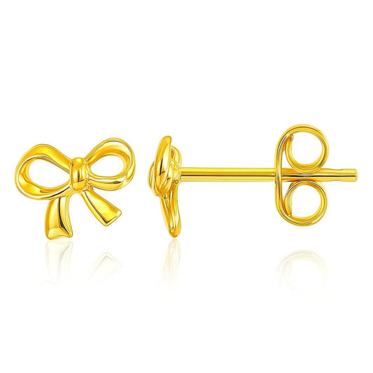 14k Yellow Gold Bow Style Post Earrings