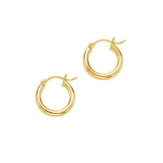 10k Yellow Gold Polished Hoop Earrings (3x15mm)