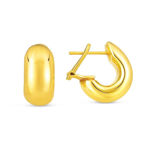 14k Yellow Gold Small Omega C Hoops