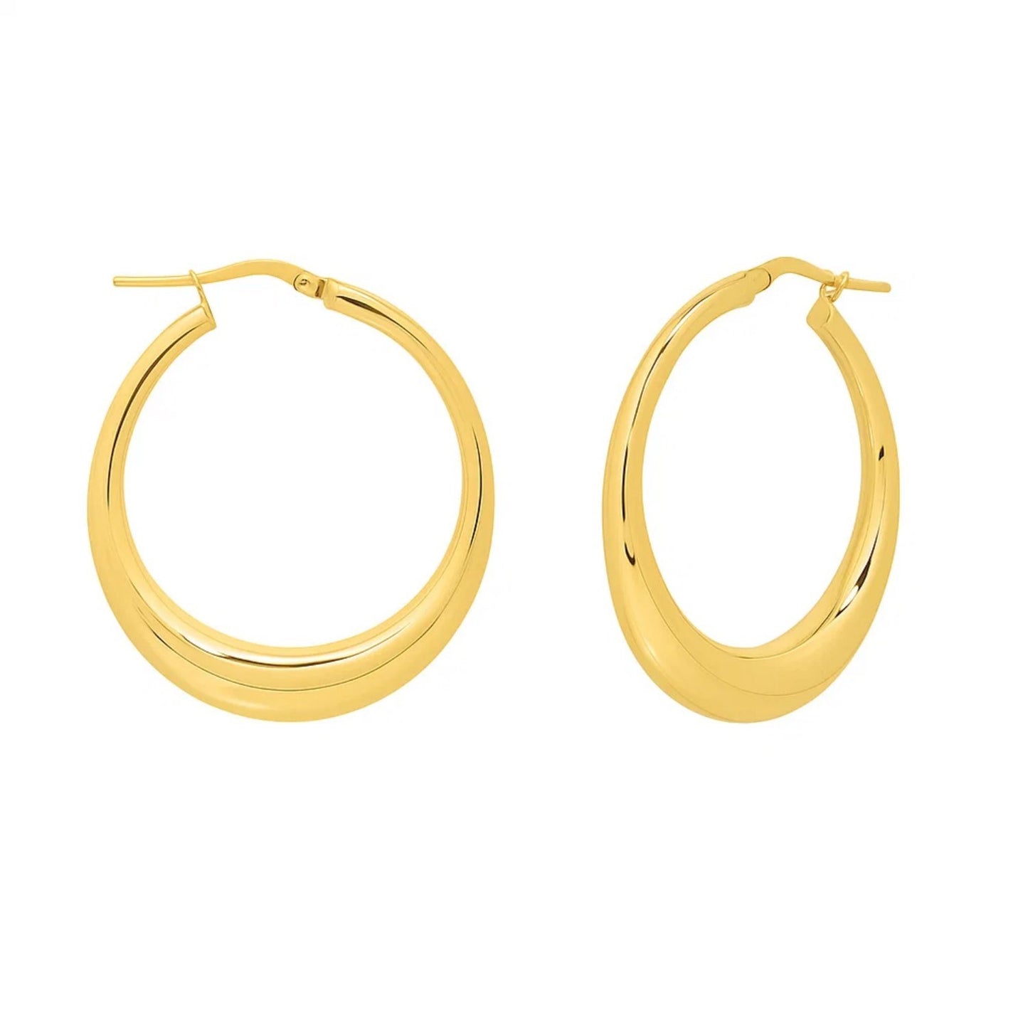 Oval Electroform Hoop Earrings in 14K Yellow Gold