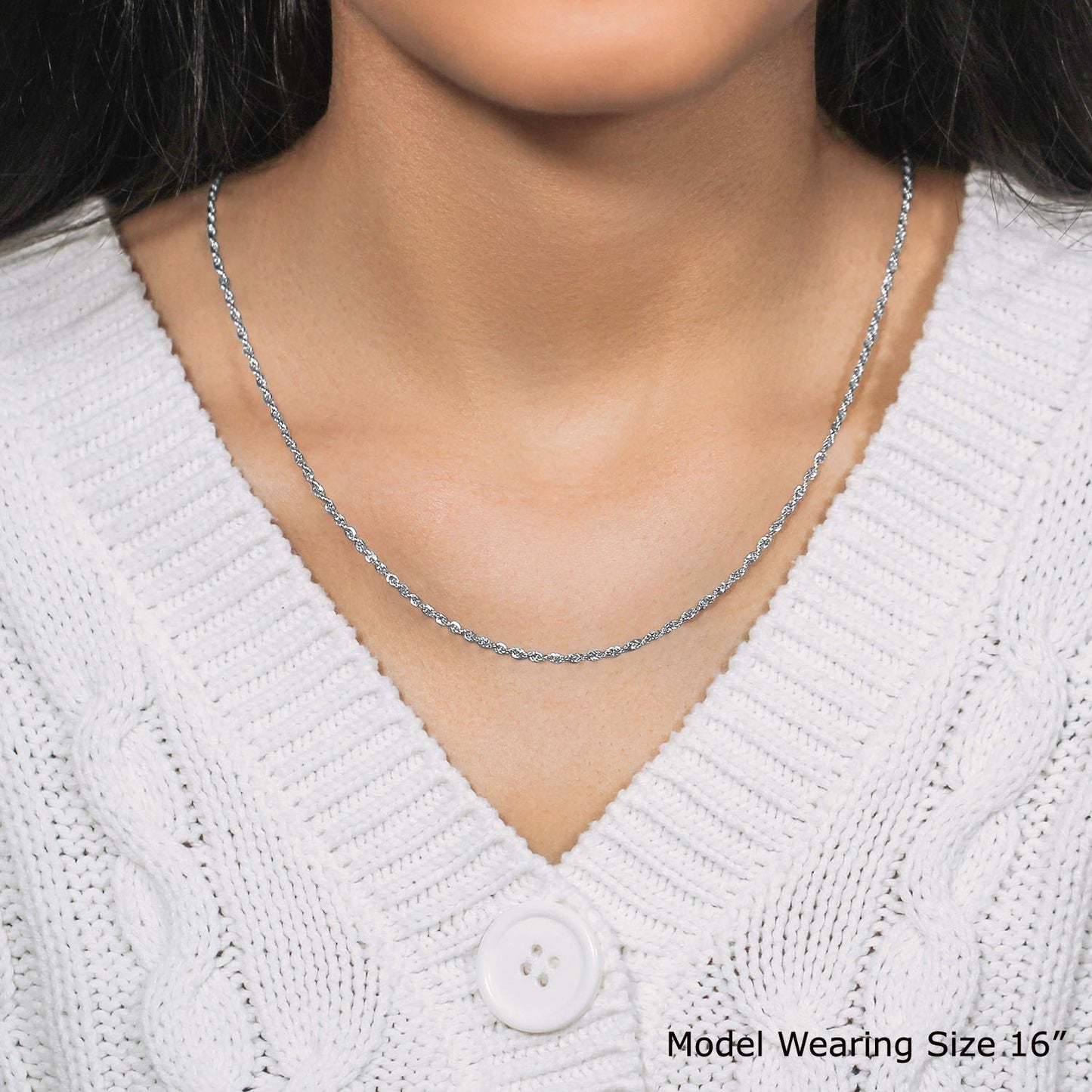 14k White Gold Light Rope Chain (2.00 mm)