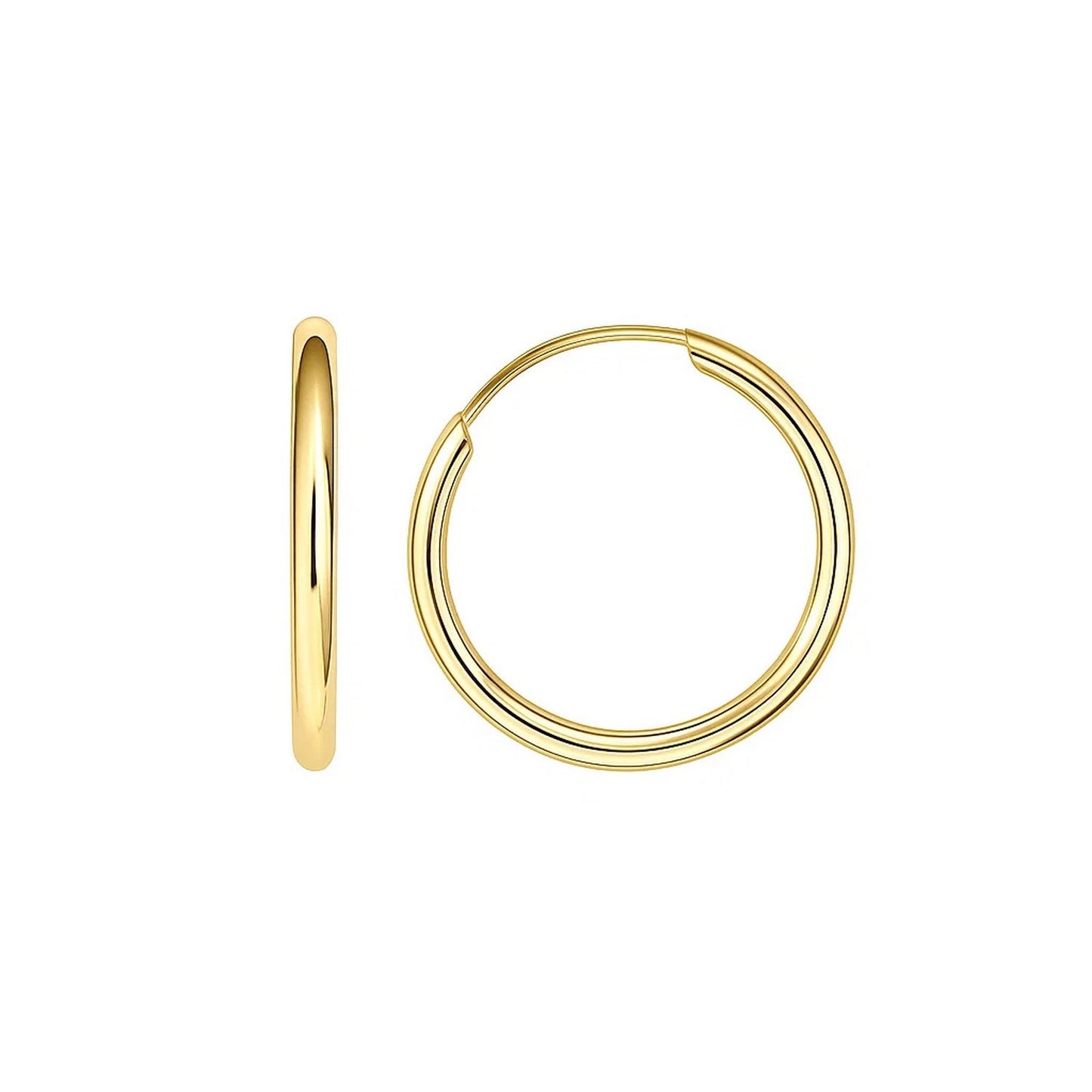 10k Yellow Gold Polished Endless Hoop Earrings (1.5x14mm)