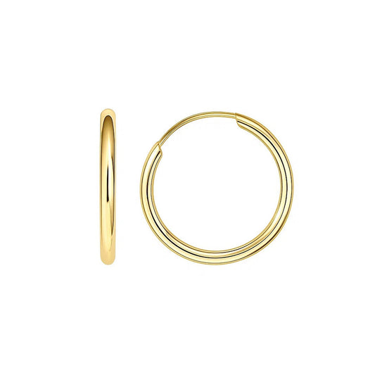 10k Yellow Gold Polished Endless Hoop Earrings (1.5x14mm)