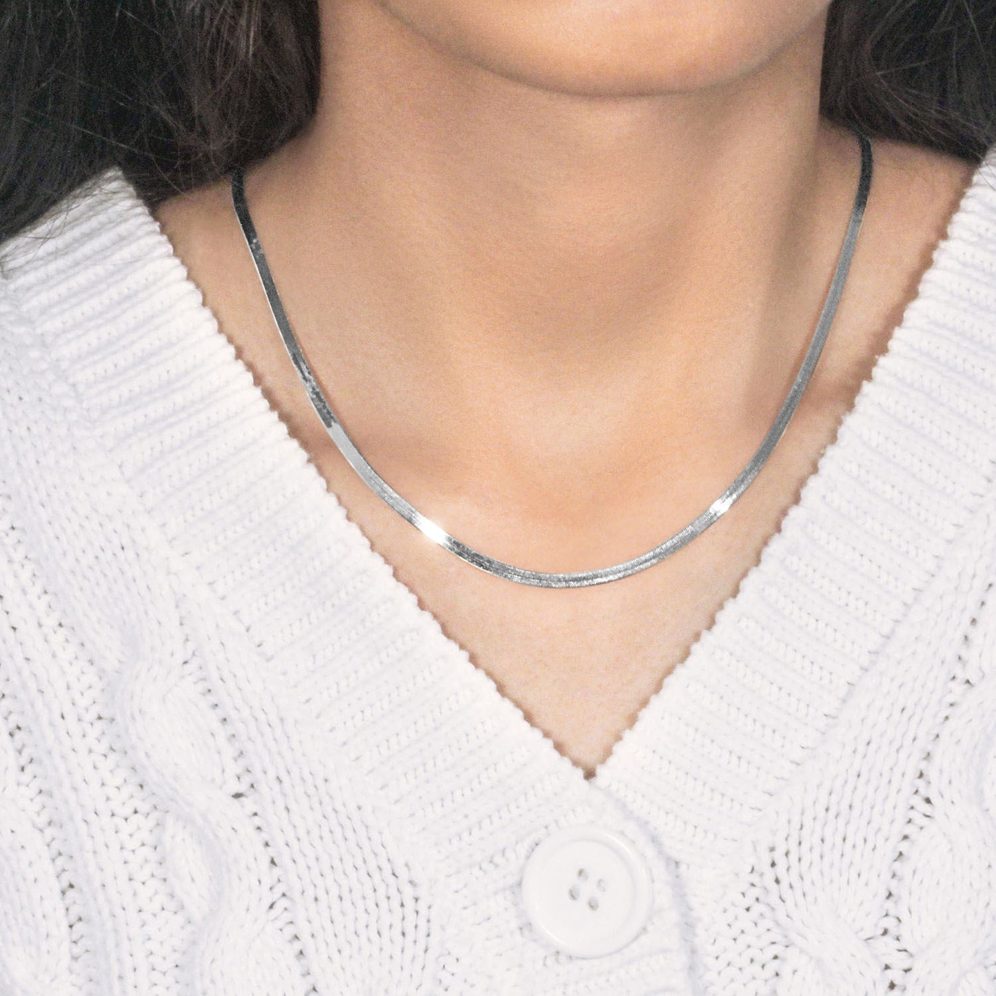 14k White Gold Super Flex Herringbone Chain (2.80 mm)