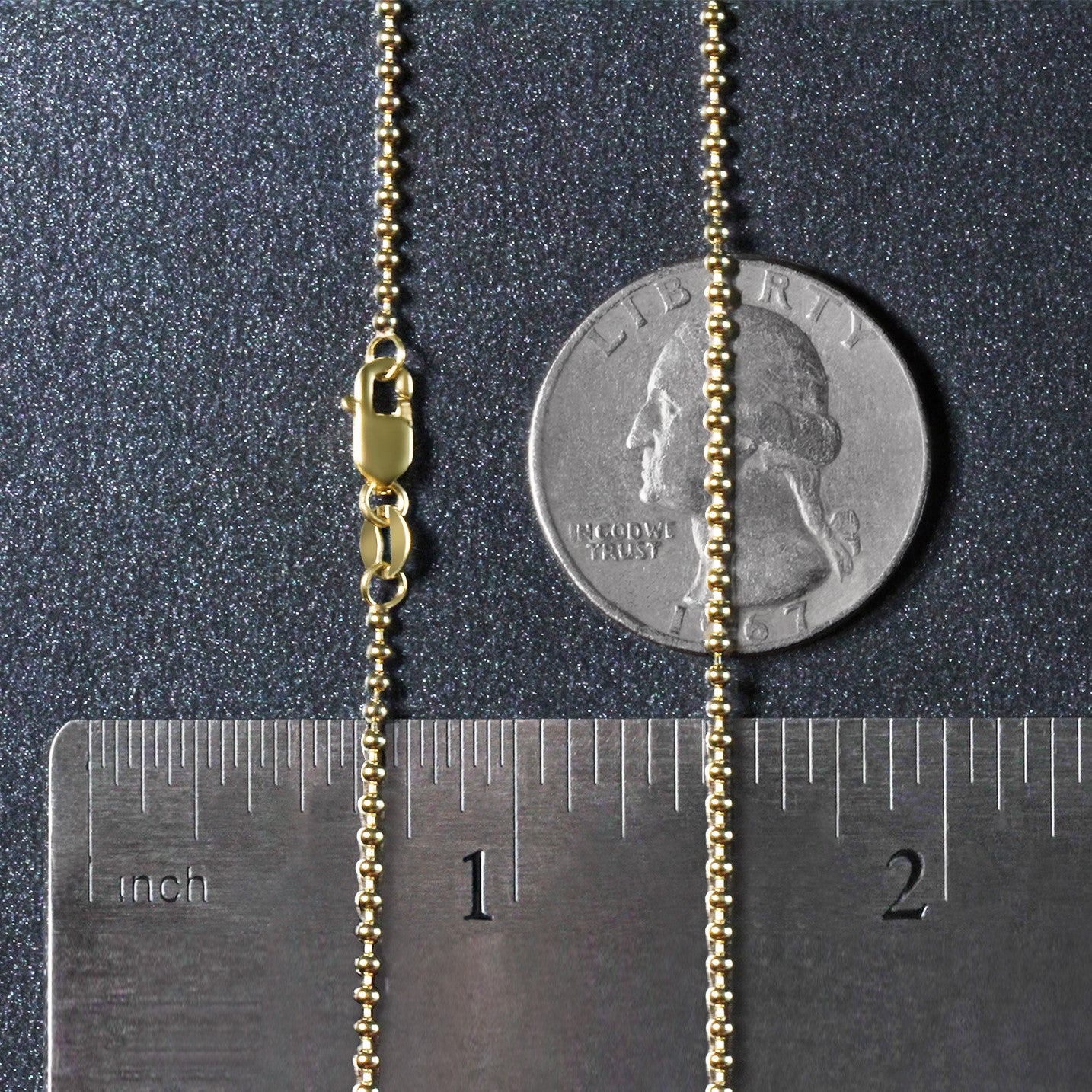 14k Yellow Gold Bead Chain 1.5mm (1.50 mm)