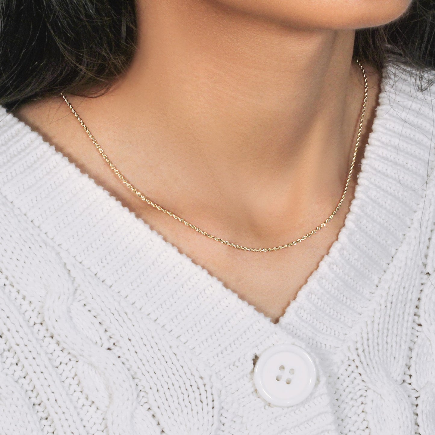 10k Yellow Gold Solid Diamond Cut Rope Chain (1.40 mm)