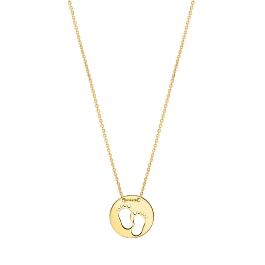 Baby Footprints Necklace in 10K Yellow Gold