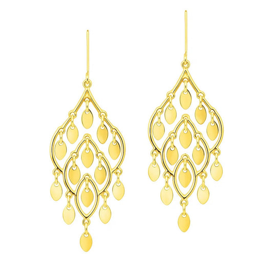 14K Yellow Gold Polished Chandelier Earring